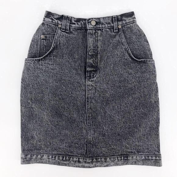 90s Lee black stone washed denim jean skirt 1990s vintage - Picture 2 of 4